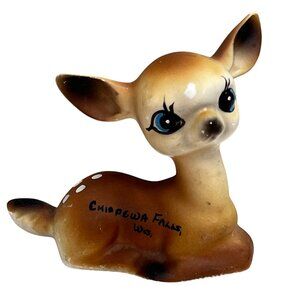 Vintage Baby Deer Doe Figurine Chippewa Falls WI Souvenir Japan Porcelain